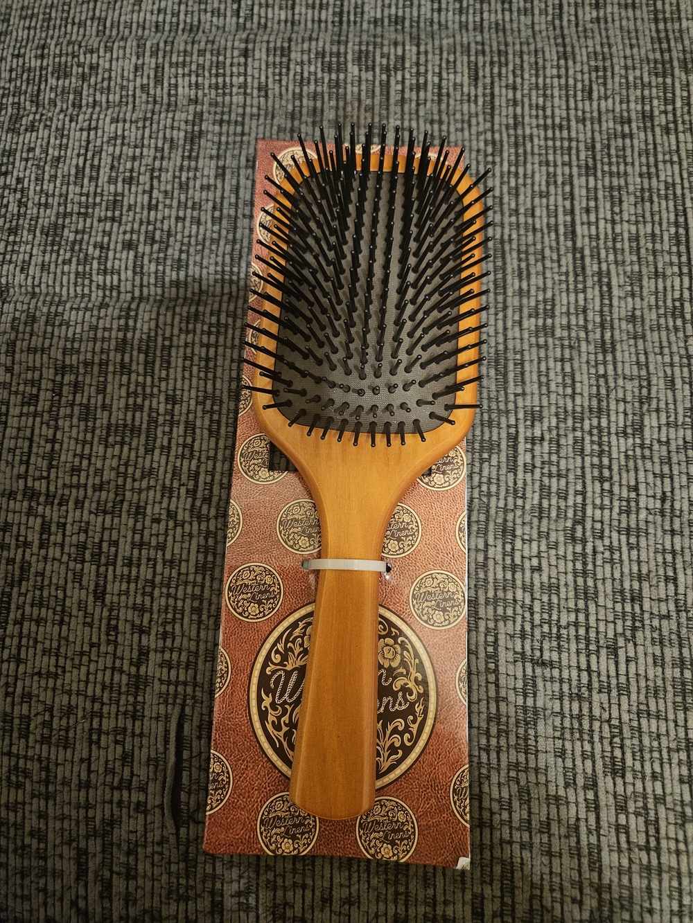 Wood-Tone Paddle Hair Brush with Black Bristles